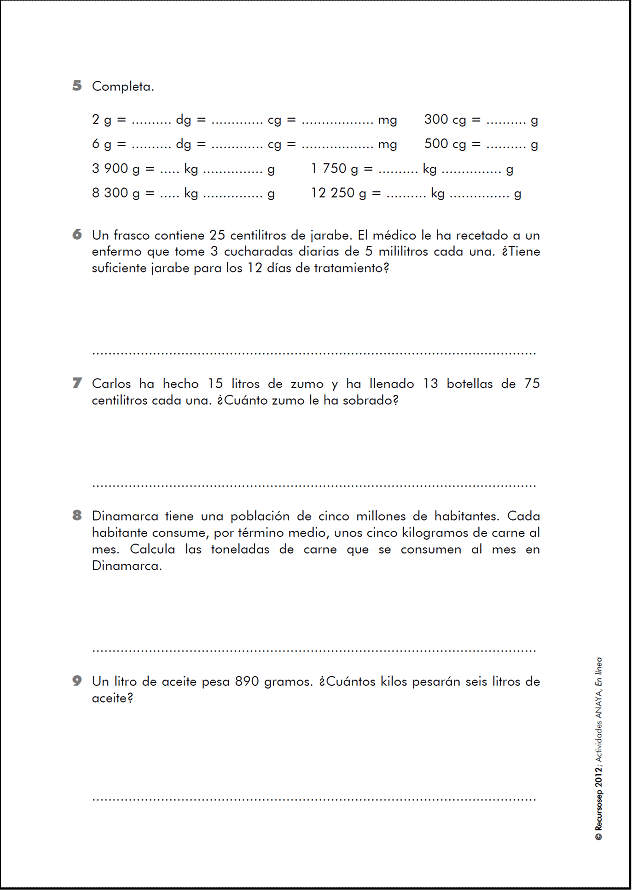 Actividades de Matemáticas – 4.º de Primaria Actividades de Matemáticas – 4.º de Primaria