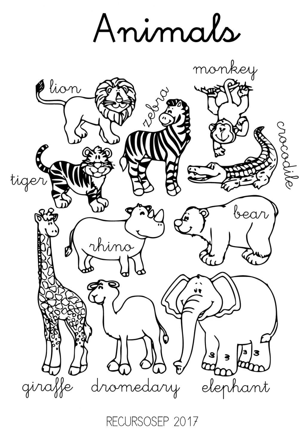 English Animals Worksheets