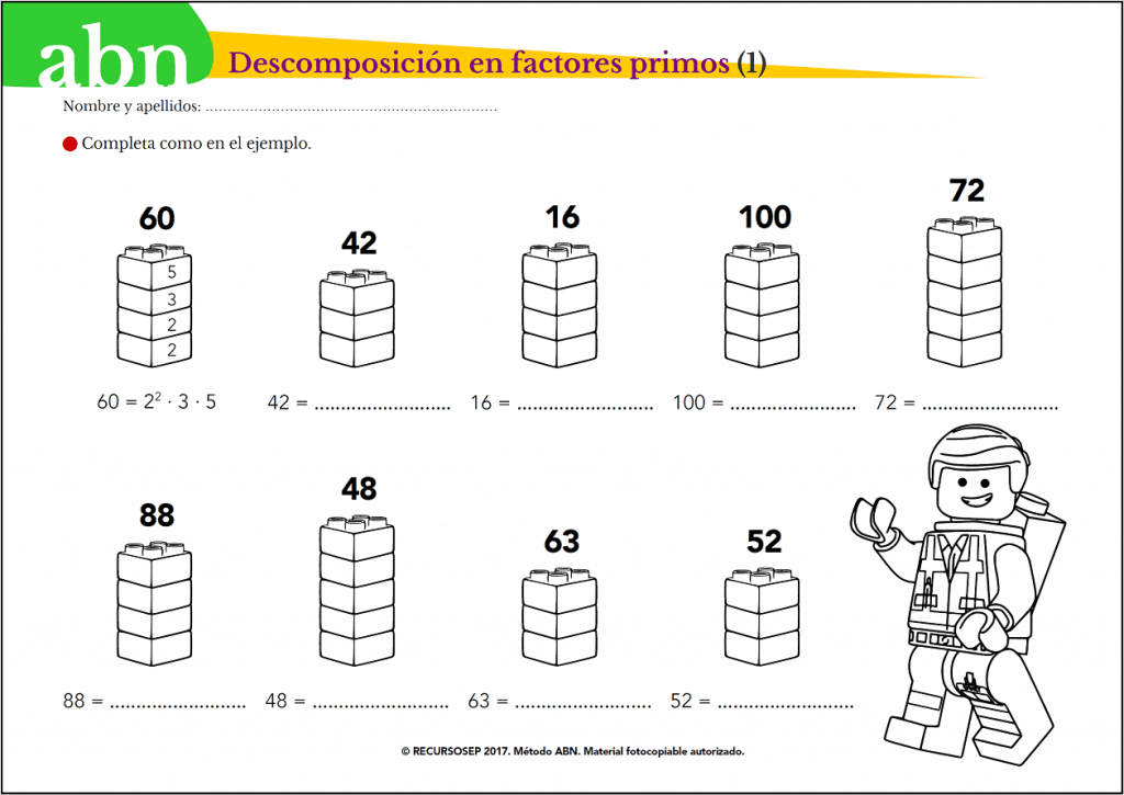 Método ABN. Descomposición en factores primos