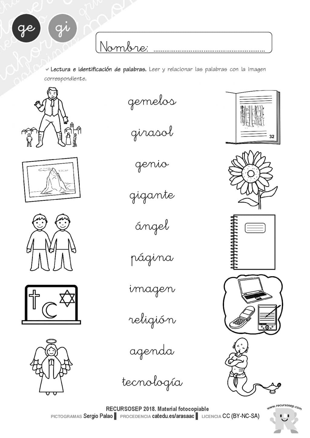 Cuadernillo de lectura y escritura ge gi