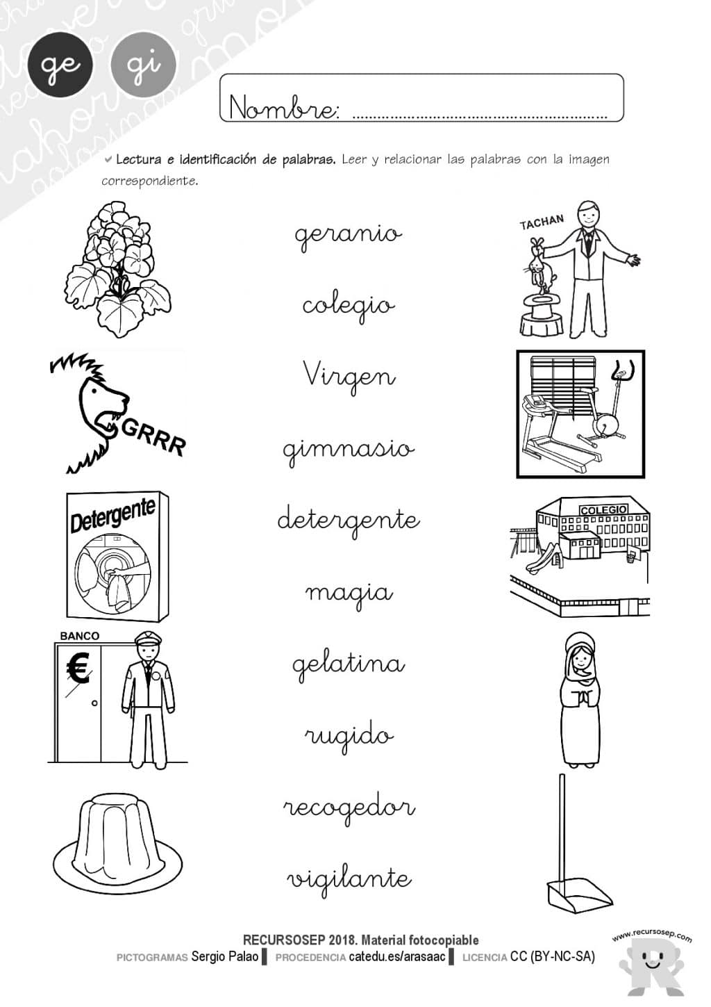 Cuadernillo de lectura y escritura ge gi