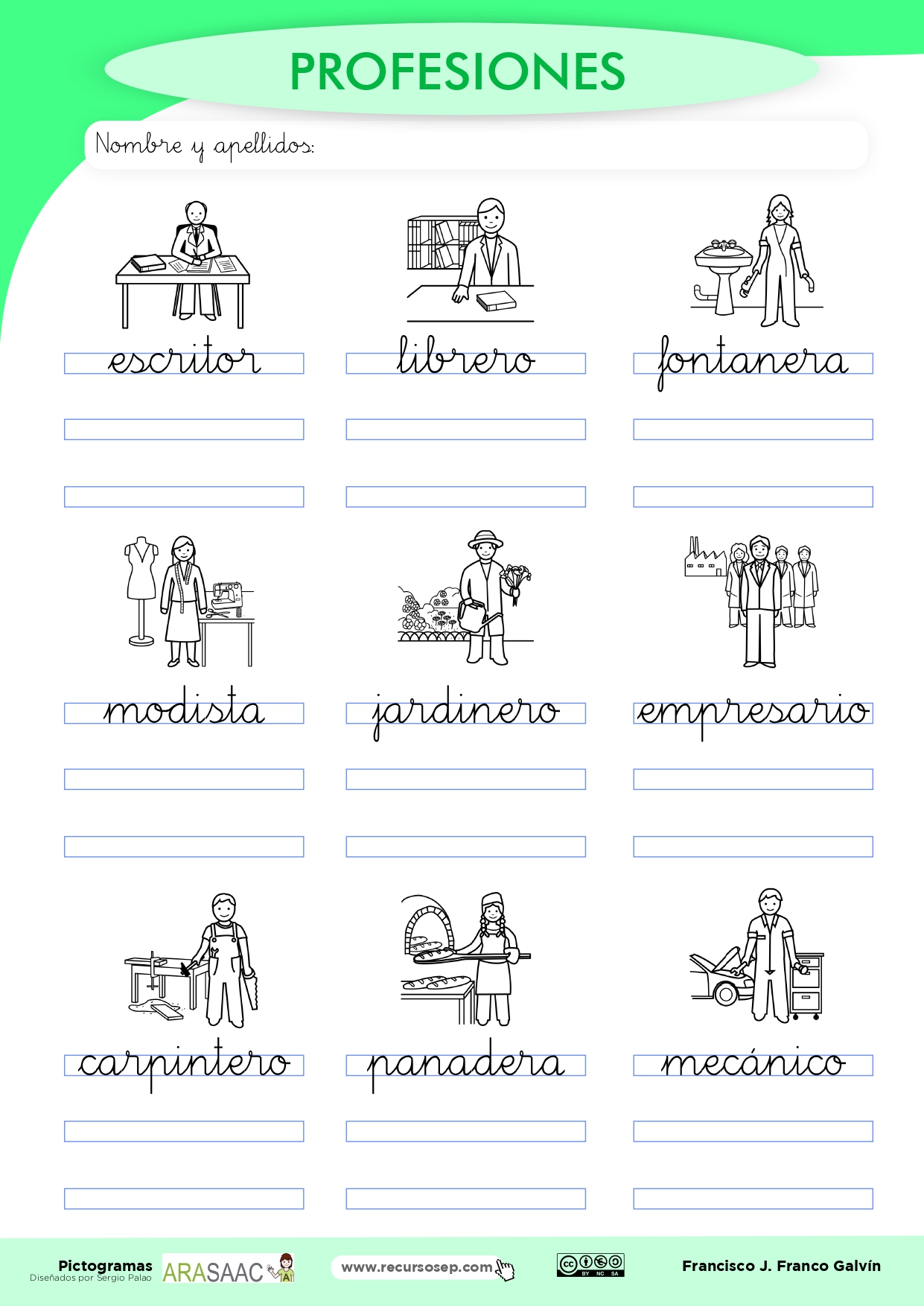 Escritura de palabras [PROFESIONES]