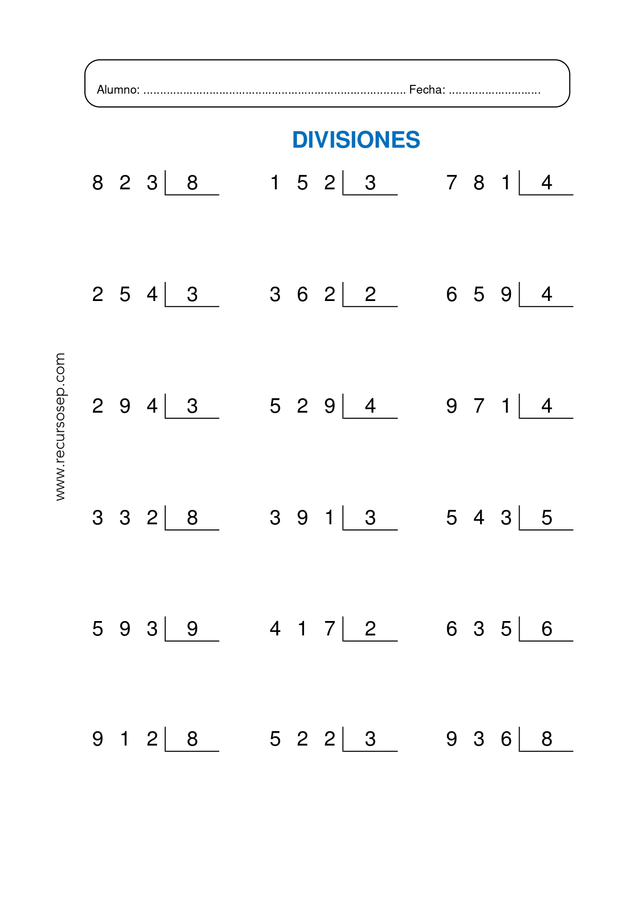 Ejercicios De Division De Dos Cifras Para Imprimir Ejemplos De 6618