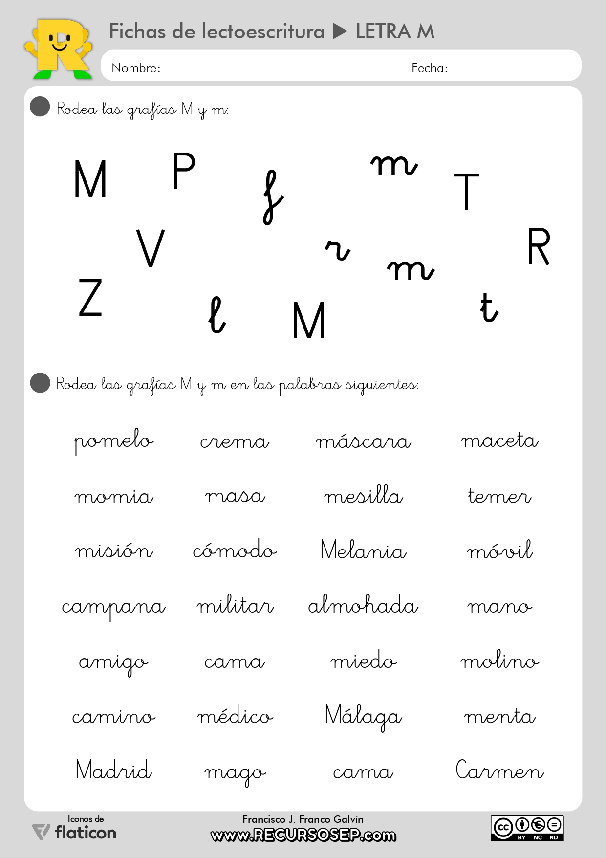 2 Fichas Lectoescritura Montessori Recursosep Letra M Page 0001